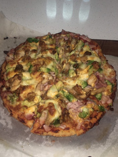 A picture of Chicken Bacon Avo Pizza.