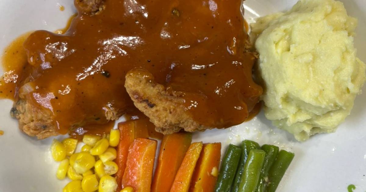 Resep Chicken steak mashed potato saos lada hitam oleh rusdinia fitri