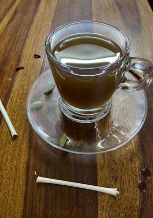 A picture of Immunity drink with lemon grass.