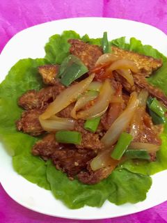 Hình của món Gà miếng chiên chay - sốt chua ngọt.