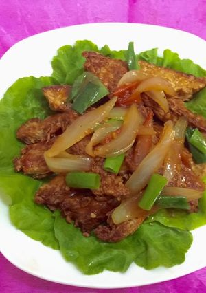 Hình của món Gà miếng chiên chay - sốt chua ngọt.