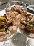 Ceviche de plátano maduro y camarón