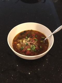 A picture of Roasted stuffed pepper soup.