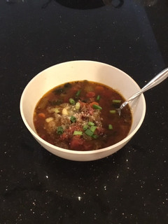 A picture of Roasted stuffed pepper soup.