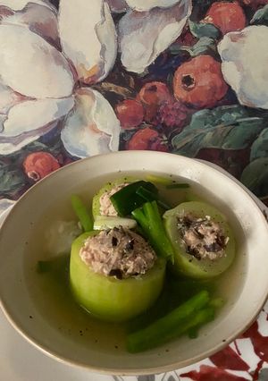 A picture of Winter Melon Soup with Pork Paste Filling.