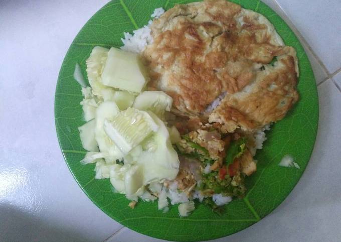 Cara Buat Sambel tempe telur dadar Yang Enak