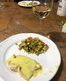 Filete de pescado Hamachi en salsa de azafrán con el toque Sonorense