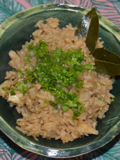 Una foto de Arroz con col