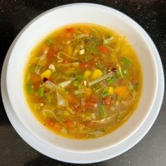A picture of Veggie chili 🌶️ Garlic 🧄 Soup 🥣.