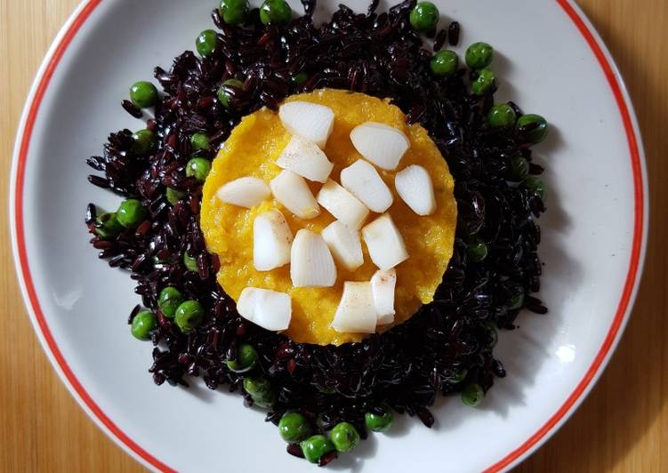 Ricetta Pure Di Zucca Con Totani E Riso Venere Di Rosso Rubinian Cookpad