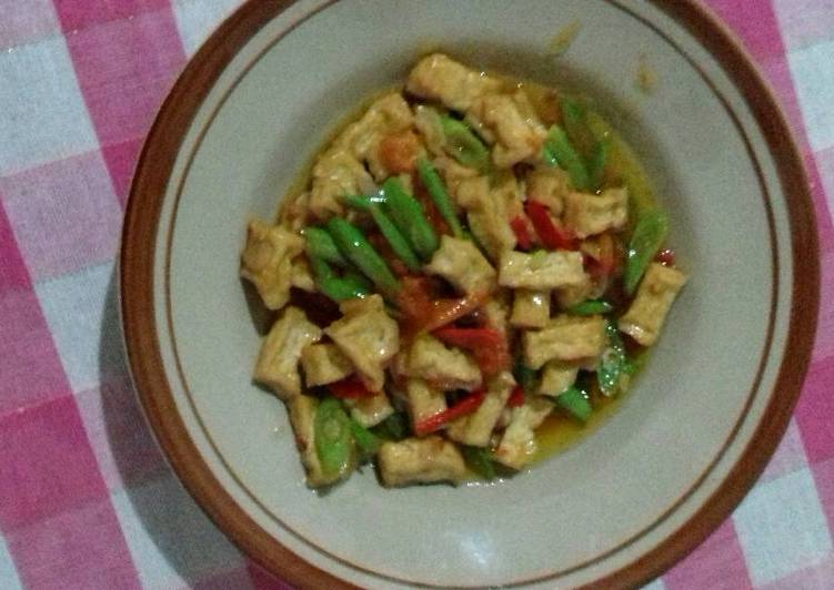 Tumis tahu buncis pedas manis