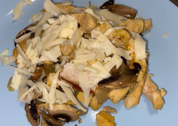 Свинина с грибами в сырном соусе - кулинарный рецепт.