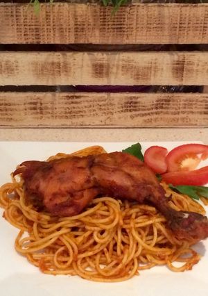 صورة لوصفة سباغيتي بنكهة الكبسة🍝🍗