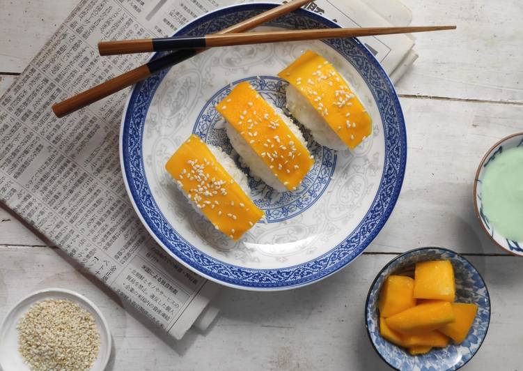 Cara Gampang mengolah Mango Sticky Rice A la Sushi yang Sempurna