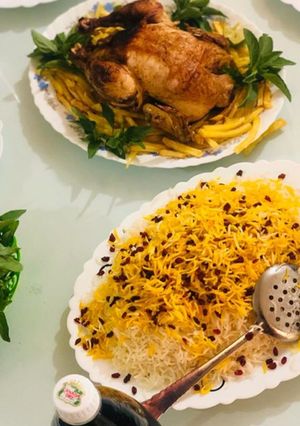 عکسی از دستور مرغ شکم پر