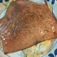 A picture of Dill smoked Trout and Eggs.