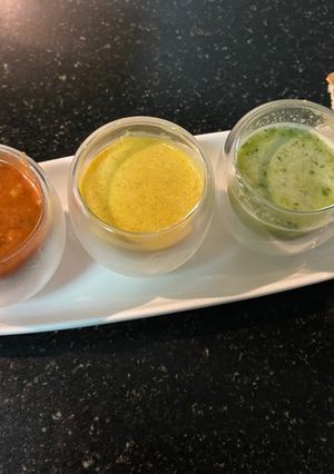 A picture of 3 Traffic Light Soups - RED - Gazpacho.