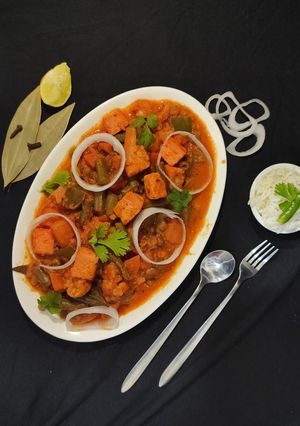 A picture of Veg Kolhapuri | vegetable Kolhapuri restaurant style.