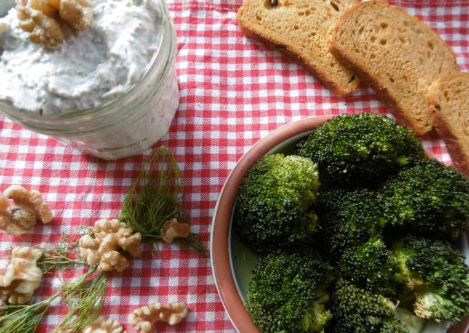 Roasted broccoli with a side order of greek yogurt dip