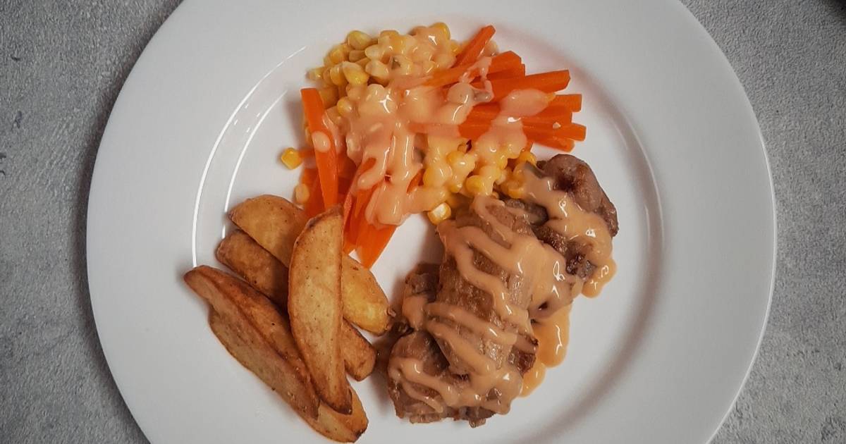 Resep Chicken Steak and Potato Wedges oleh Koki Bayi 🍭 Cookpad