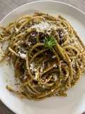 Spinach and olive pesto pasta
