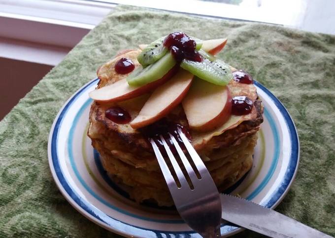 Hotcakes de manzana-plátano! Receta de Valentina Paz - Cookpad