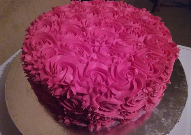 Rosy pink butter cream cake