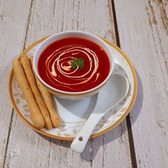 A picture of Tomato Carrot Soup.