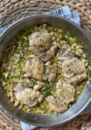 A picture of One-Pot Chicken, Leek and Beans.