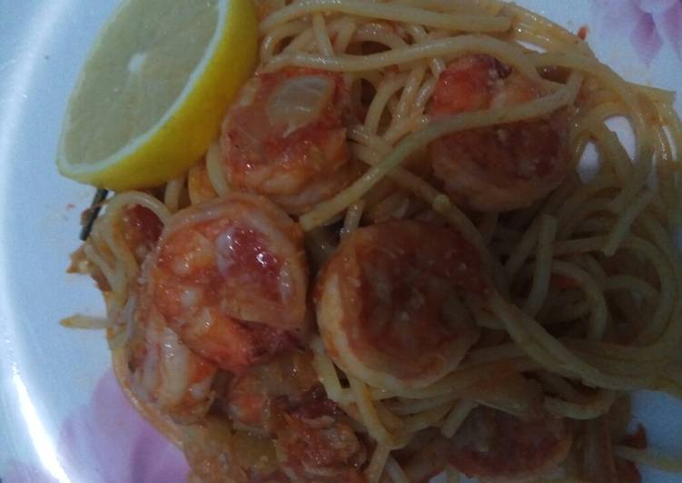 Resep Spaghetti udang saus pedas, Enak