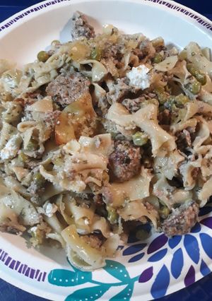 A picture of Lamb and Beef Noodle Casserole.