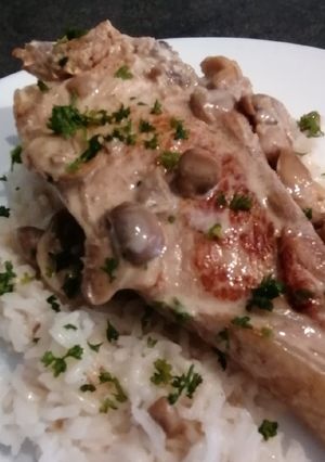 Une photo de Côte de veau crème et champignons
