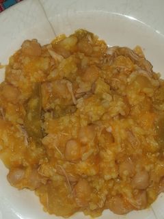 Una foto de Puchero de calabaza y judías verdes