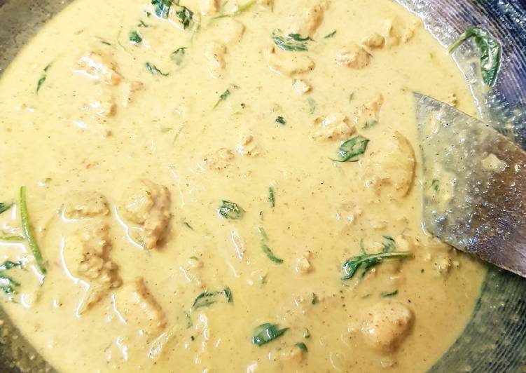 My lovely tasty Creamy Curried Chicken.with Spinach