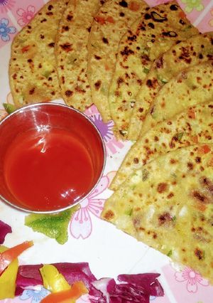 A picture of Mix vegetable stuff paratha.