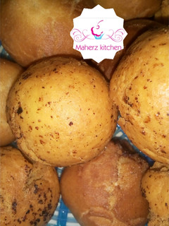 A picture of Chocolate stuffed Puff Puff🍫🍩.