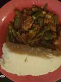 Ugali with Gizzard and Okra