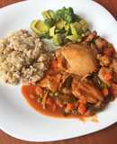 Pollo con setas y verdurita