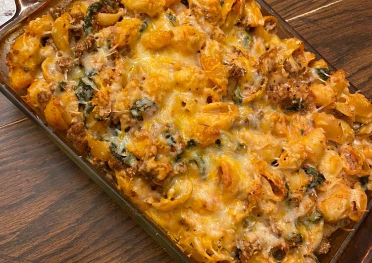 Easy stuffed shells (pasta bake) spinach mushrooms and ricotta cheese