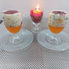 A picture of Fruits creamy Dessert.