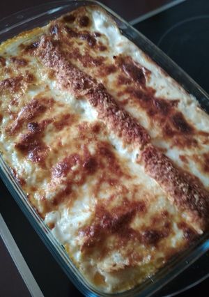 Una foto de Canelones de carne y setas, o verduras y setas