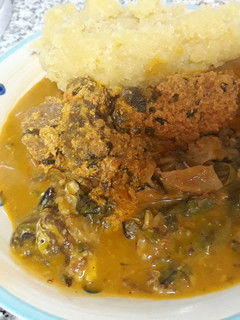 A picture of Oha soup with garri.
