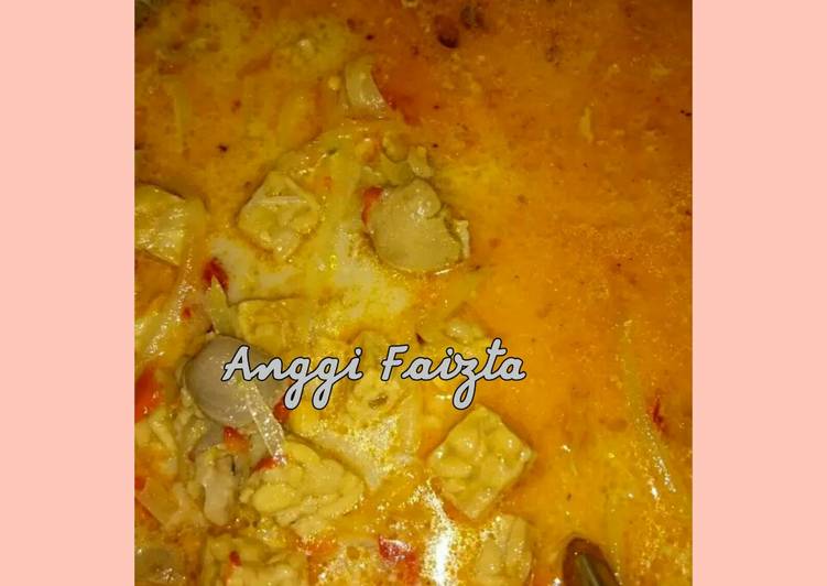 Proses meracik Tempe ati ampela kuah santan yang Enak