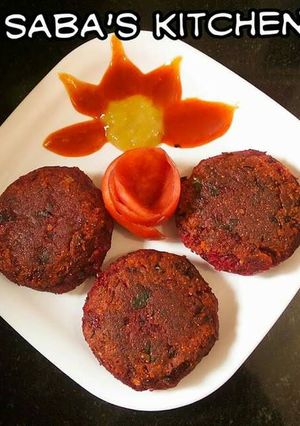 A picture of Beetroot Dal Rawa Tikki.