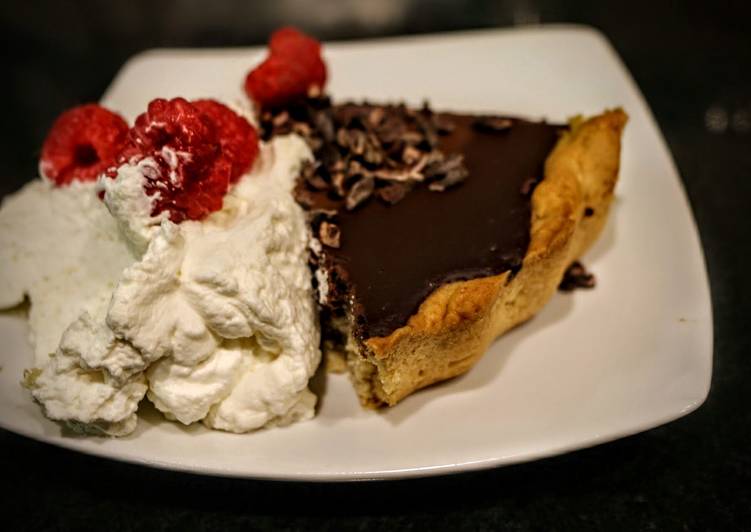 Recipe of Award-winning Chocolate tart. A slice is like eating a really big truffle :)