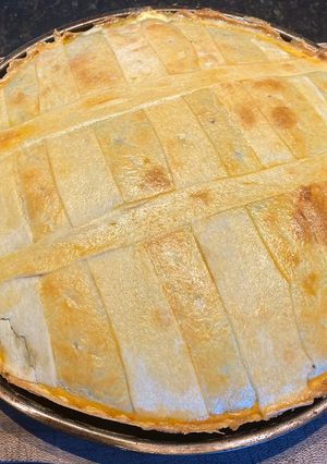 Una foto de Tarta de acelga, panceta ahumada y queso