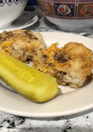 A picture of Bacon Cheeseburger Tater Tot Casserole.