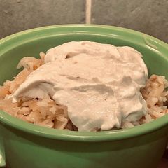 A picture of Sunflower seeds based vegan soured cream.