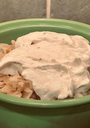 A picture of Sunflower seeds based vegan soured cream.