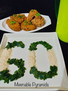 A picture of Coconut rice with steamed Moringa sauce and hot and spicy crispy chicken.